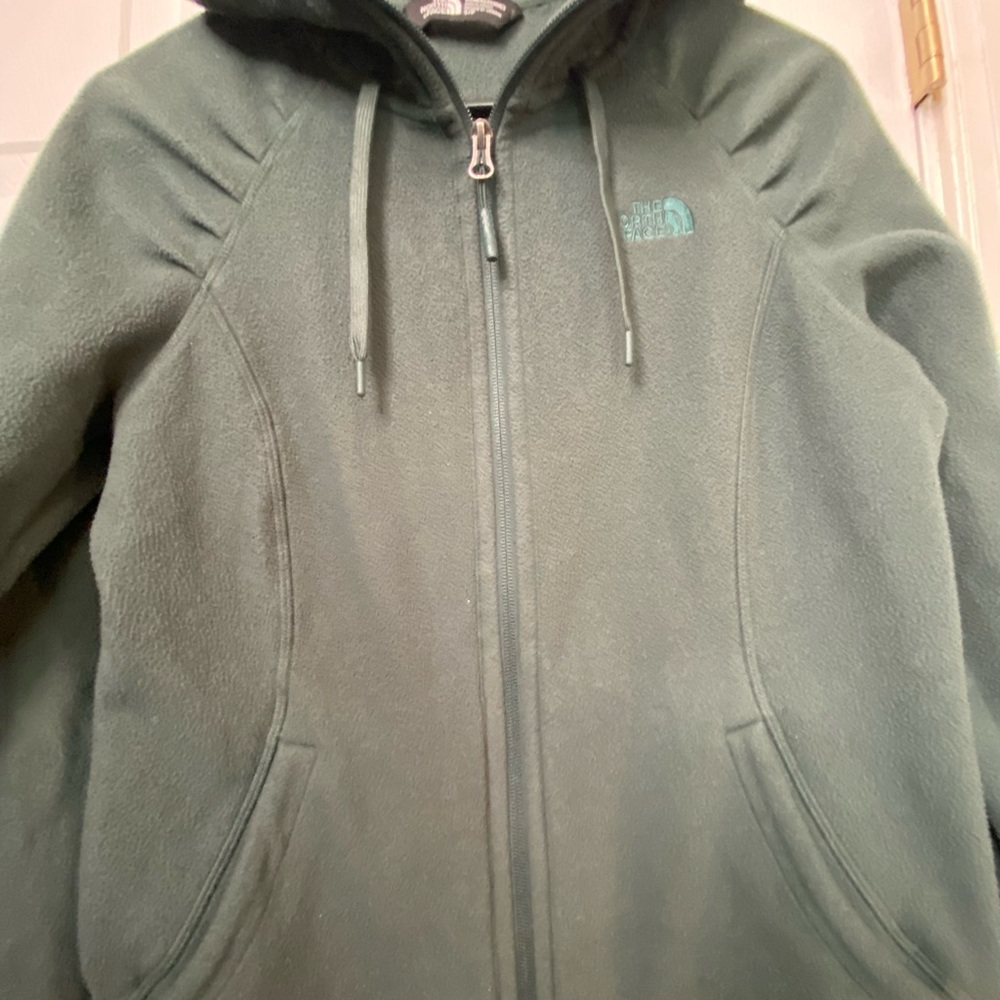 The North Face Womens Color Moss Green Zip Up Fleece Hoodie Small S/P - Picture 2 of 8